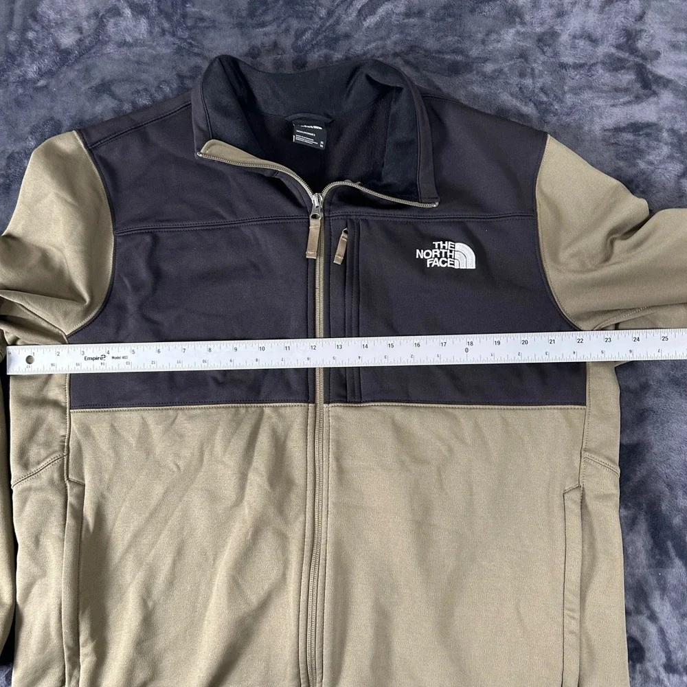 The North Face Softshell Jacket Mens XL Olive Green Black Full Zip Fleece Lined